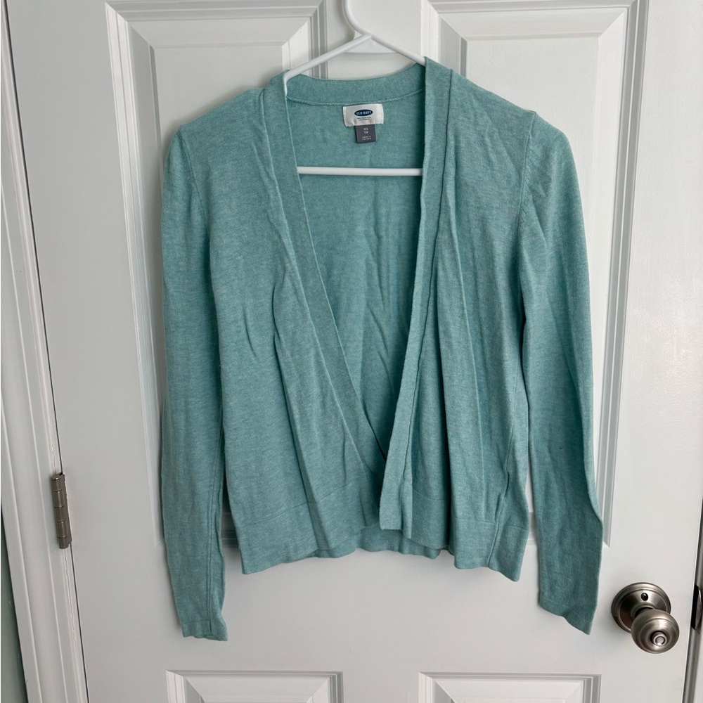 Old Navy Women's Soft Blue Open-Front Sweater